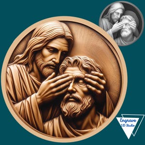 Jesus heilt den Blinden | tiefe Karte| Laser brennen |  PNG | 3D Illusion | Laserdatei| Xtool | Glühschmiede | Graustufen| CNC | Leichtbrand