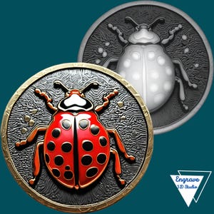 Ladybug STL File | Coin Depth, High relief | Laser Cut | embossing | Laser engraving | 3D print