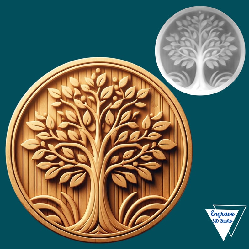 Tree Depth Map Laser Burn PNG 3D Illusion Laser Ready Filewood Engrave ...