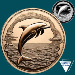 Delfin 3D-Illusion | Münze Tiefe Karte | 3D Lasergravur | Xtool | Lichtbrand | Kunst Download | PNG Lasergravur | CNC | Glühschmiede | Laser geschnitten