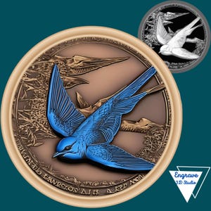 Schwalbenvogel 3D Laser-Datei | tiefen Karte | PNG-Datei | Tiefengravur | Messing-Münze | Bilder in hoher Qualität | Lichtbrand | Graustufen |CNC | Digital