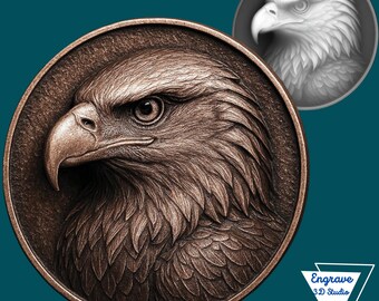 Eagle 3D Relief STL File | embossing | Depth, Height Map | CNC | Resin | laser engraving | Bird