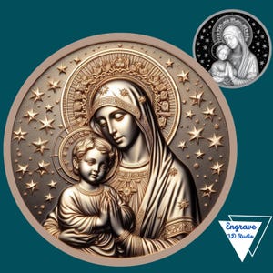 Virgem Maria | Mapa de Profundidade de Jesus | Ilusão 3D | Arquivo Digital | CNC | Gravação a Laser | Arte Religiosa | Laser l lGlowforge | Ferramenta X | Grayscle