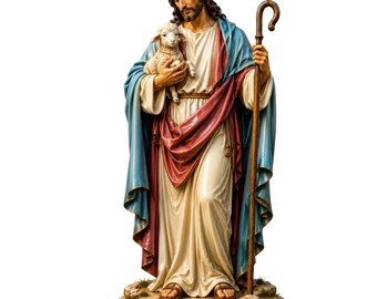 The Good Shephered Sculpture STL, OBJ, png files, CNC routers, 3D printing, Jesus