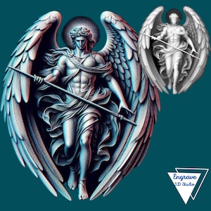 大天使ミカエル 3D レリーフ STL ファイル | エンボス加工 | 深さ、高さマップ | 樹脂 | レーザー彫刻