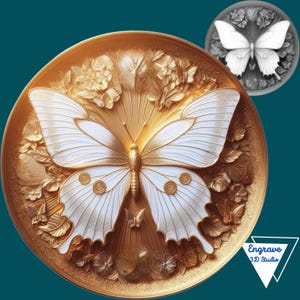 3D Schmetterling Laser-Datei | Tiefenkarte | Höhe Karte | 3D Lasergravur | Xtool | PNG | Lichtbrand | CNC | Graustufen | Glühschmiede | Lasergravur