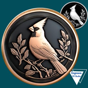 Archivo láser Cardinal / Ilusión 3D / Xtool / Lightburn / Mapa de profundidad / Mapa de altura / Escala de grises / Glowforge / Máquinas CNC / SVG láser / Pájaro