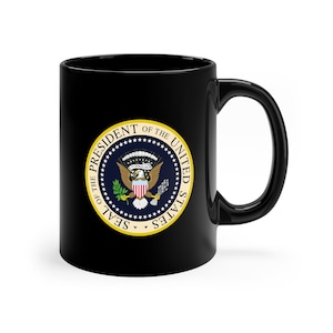 Tazza con sigillo presidenziale, tazza con sigillo presidenziale USA, tazza del presidente, tazza degli Stati Uniti, tazza da caffè presidenziale, tazza nera da 11 once