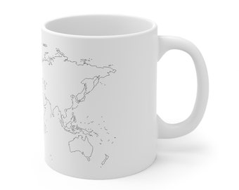 World Map Mug, Map Coffee Mug, Traveler Gift, Office Mug, Teacher Map Gift Mug, Ceramic Mug 11oz