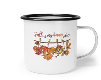 Tazza autunnale, Tazza autunnale, Tazza foglia autunnale, Tazza da campeggio, Tazza da caffè, Regalo per l'autunno, Tazza da campeggio Fall Vibes, Tazza da campeggio smaltata