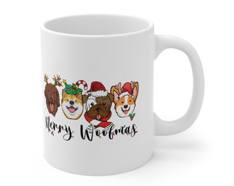 Christmas Dog Mug, Holiday Gift,  Dog Mug, Cute Dog Mug, Animal Mug, Christmas Pet Gift Mug, Ceramic Mug 11oz