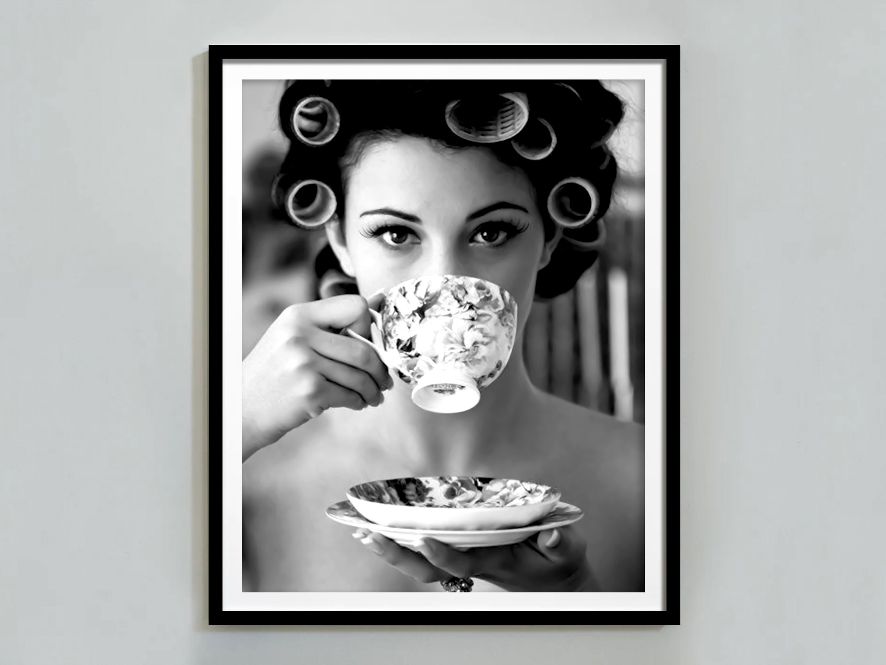 Woman Drinking Coffee In Paris Poster Black And White Etsy 