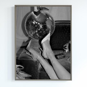 Disco Ball Poster, Feminist Poster, Black and White, Fashion Wall Art, College Dorm Prints, Printable Hypebeast Wall Art, Digital Download