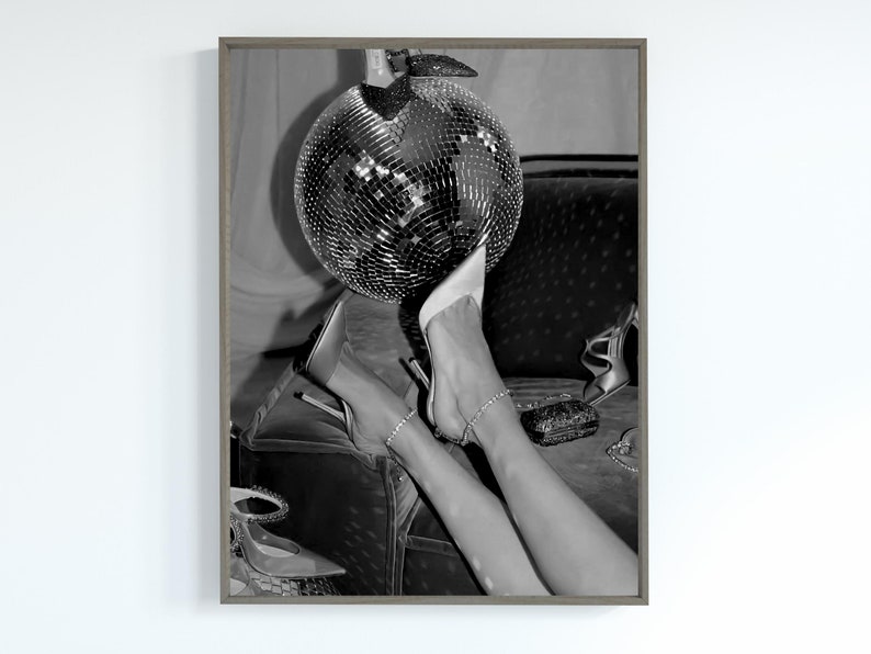 Disco Ball Poster, Feminist Poster, Black and White, Fashion Wall Art, College Dorm Prints, Printable Hypebeast Wall Art, Digital Download