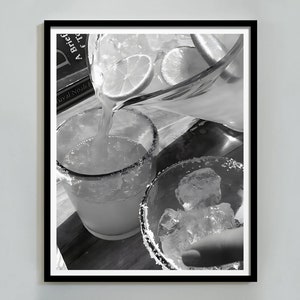 Plakat Cocktail & Martini, czarno-biały, wydruk na wózku barowym, pobieranie cyfrowe, wydruk sztuki ściennej do kuchni, wystrój jadalni, plakat do baru w stylu vintage