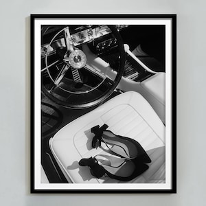 Vintage Car Poster, Black and White, Fashion Print, High Heels, Feminist Wall Art, Teen Girl room Decor, Hypebeast Wall Art, Luxury Prints