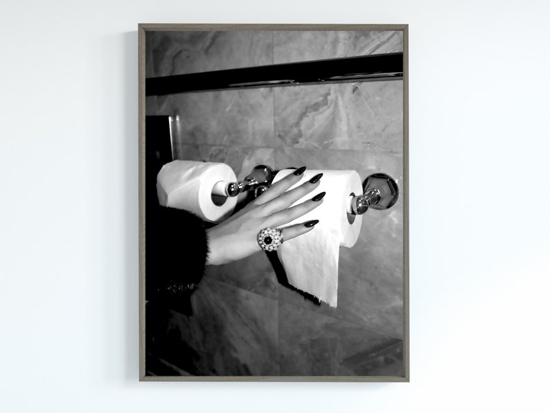 Hypebeast Bathroom Poster, Luxury Fashion Print, Black and White, Bathroom Wall Art, Toilet Print, Girls Bathroom Decor, Digital Download