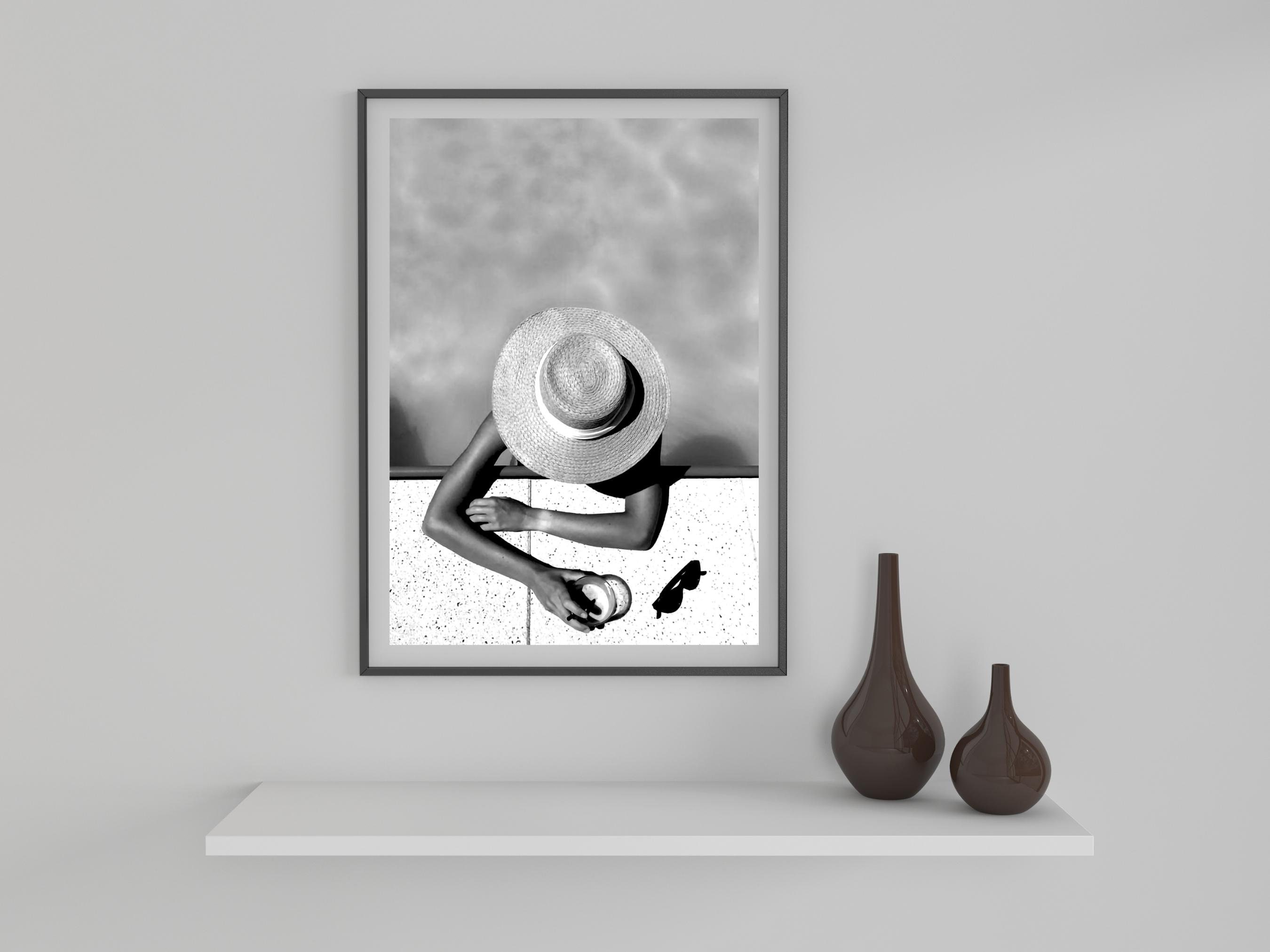 Woman in Swimming Pool Print, Black and White Girls Bedroom Wall
