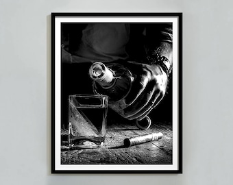 Whisky Poster: Black and White Bar Cart Wall Art (Digital Download)