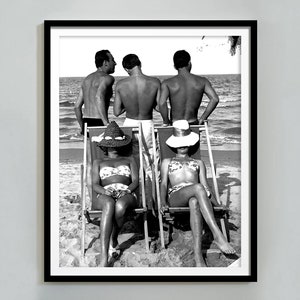 Vintage Beach Print, Black and White, Antique Photo, Beach Wall Art, Instant Download, Printable Wall Art, Summer Poster, Retro Wall Art
