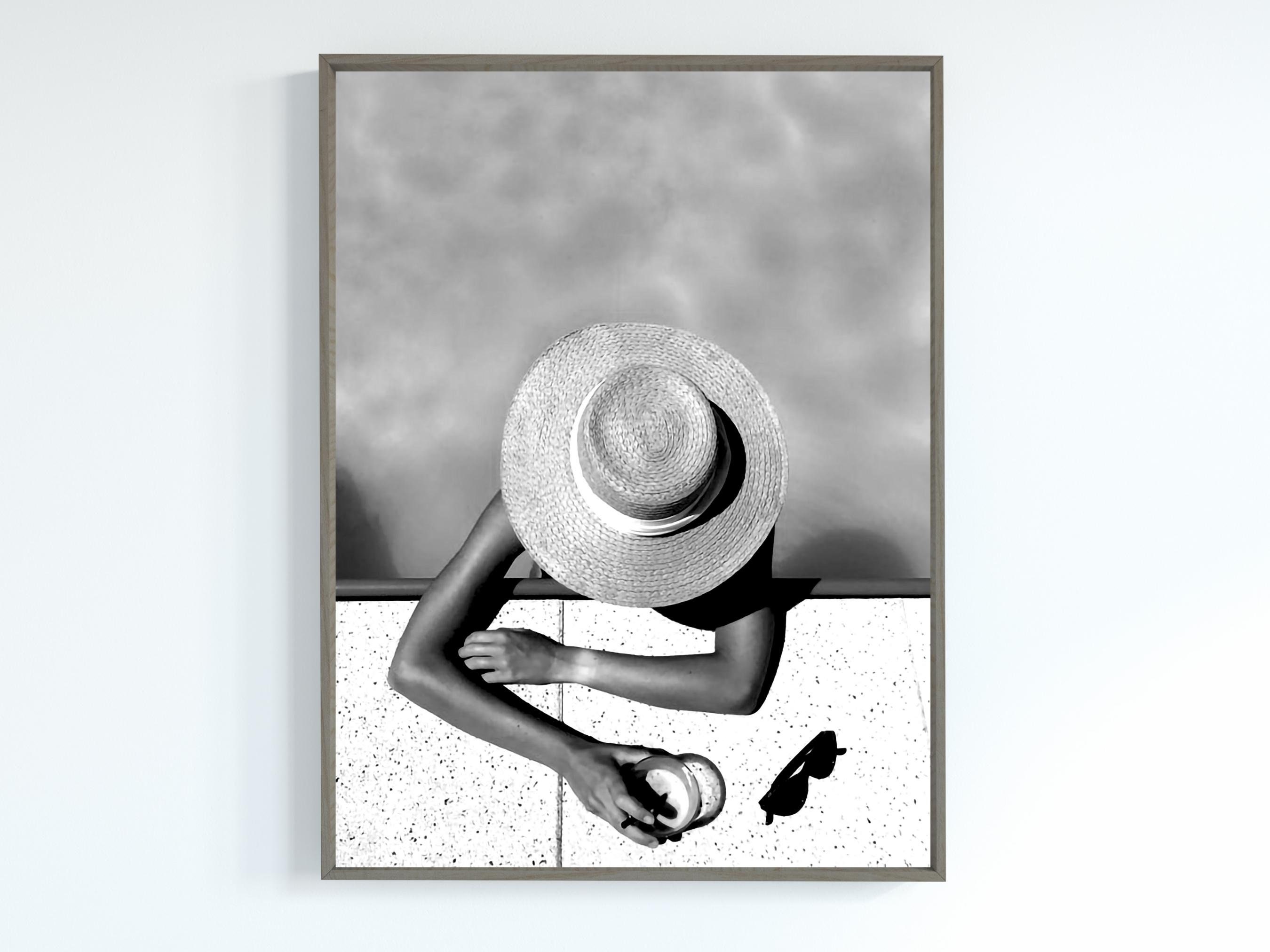 Woman in Swimming Pool Print, Black and White Girls Bedroom Wall