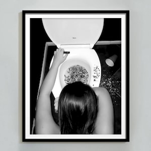 Festa in discoteca con stampa in bagno, bianco e nero, divertente arte della parete del bagno, poster del bar, arredamento del bagno per ragazze, arte della parete preppy, download digitale
