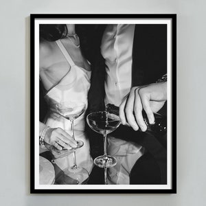 Plakat Martini In Los Angeles, czarno-biały, wydruk artystyczny, sztuka ścienna Martini, pobieranie cyfrowe, sztuka ścienna Cocktail, wystrój baru w stylu vintage