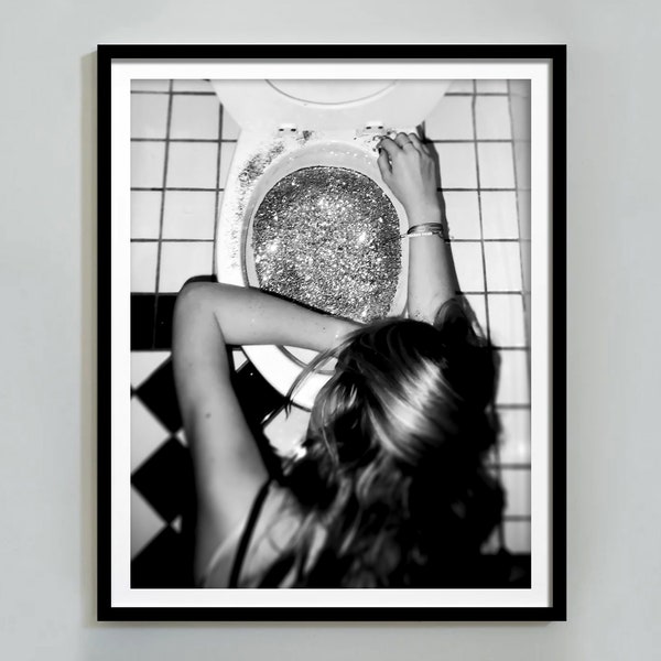 After the Disco Party Print, Black and White, Funny Bathroom Wall Art, Bar Poster, Girls Bathroom Decor, Teen Girl Bedroom, Digital Download