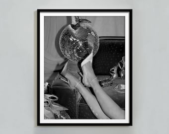Disco Ball Poster: Black and White Fashion Wall Art, Feminist Print (Digital Download)