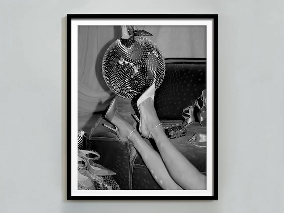 Disco Ball Poster: Black and White Fashion Wall Art, Feminist Print (Digital Download)