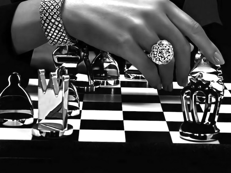 Woman Playing Chess Poster, Black and White, High Fashion Print, Feminist Poster, Luxury Wall Art, Teen Girl Bedroom Decor, Hypebeast Poster