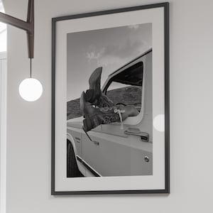 Vintage Cowgirl Boots in Car Print, Black and White, Fashion Wall Art, Cowboy Like Me Poster, Y2k & Hypebeast Room Decor, Digital Download