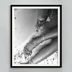 Woman Drinking Champagne in Bathtub Print, Feminist Poster, Black and White, Alcohol Wall Art, Teen Girls Bathroom Decor, Digital Download