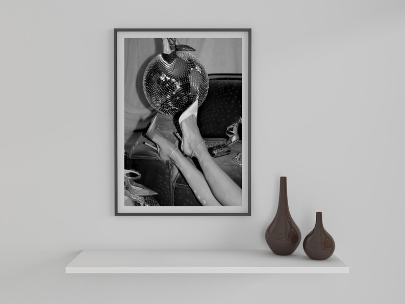 Disco Ball Poster, Feminist Poster, Black and White, Fashion Wall Art, College Dorm Prints, Printable Hypebeast Wall Art, Digital Download