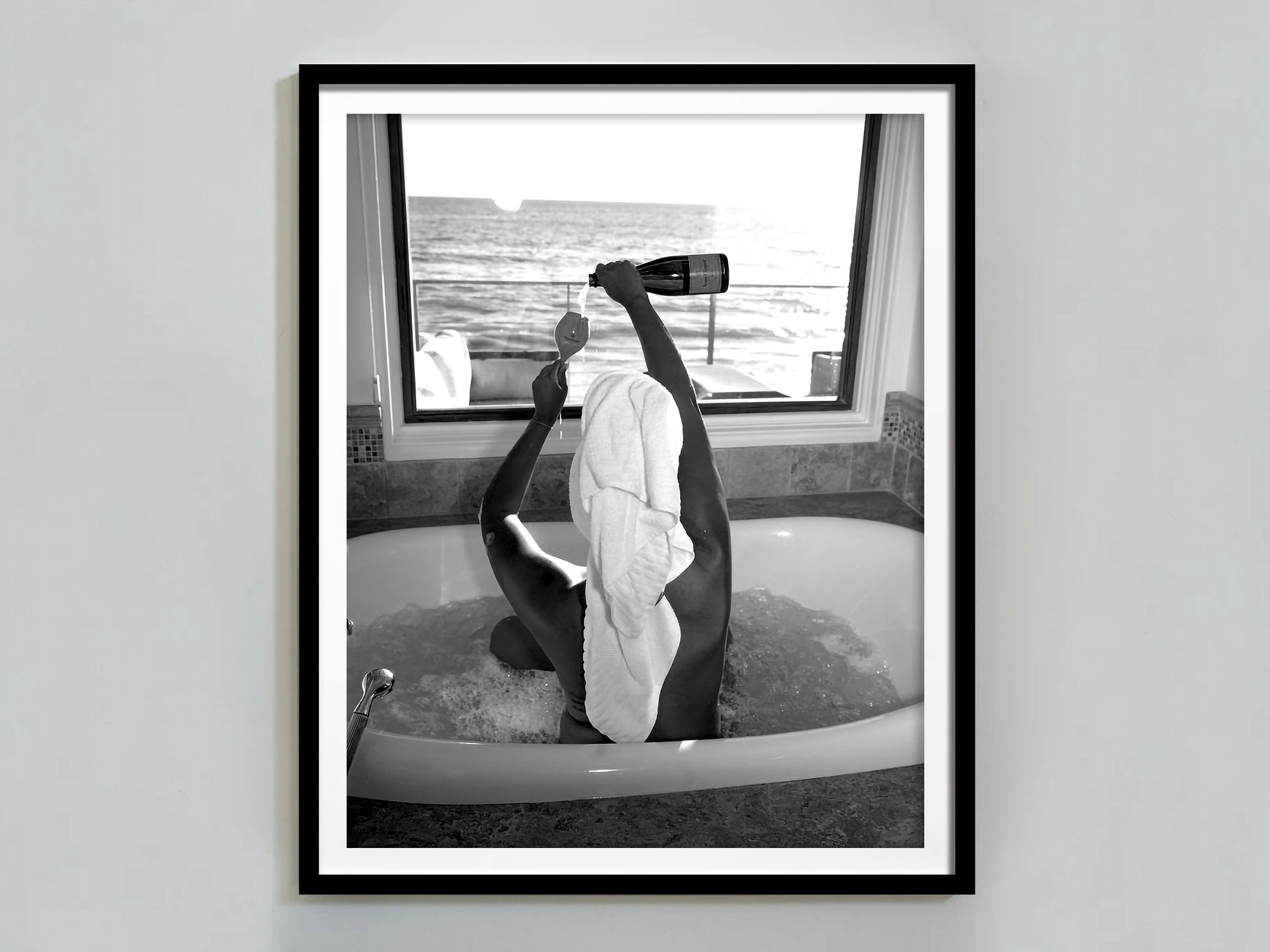 Woman Drinking Wine in Bathtub Print, Bar Cart Poster, Black and White, Printable Bathroom Wall Art, Girl Bathroom Decor, Digital Download