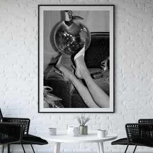 Disco Ball Poster, Feminist Poster, Black and White, Fashion Wall Art, College Dorm Prints, Printable Hypebeast Wall Art, Digital Download