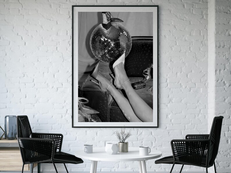 Disco Ball Poster, Feminist Poster, Black and White, Fashion Wall Art, College Dorm Prints, Printable Hypebeast Wall Art, Digital Download