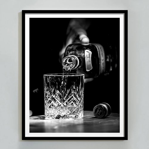 Black and White Champagne Poster Vintage Bar Print Digital Etsy