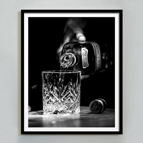 Whisky Poster, Black and White, Bar Cart Print, Cocktail Wall Art, Vintage Bar Decor, Alcohol Poster, Printable Wall Art, English Pub Decor