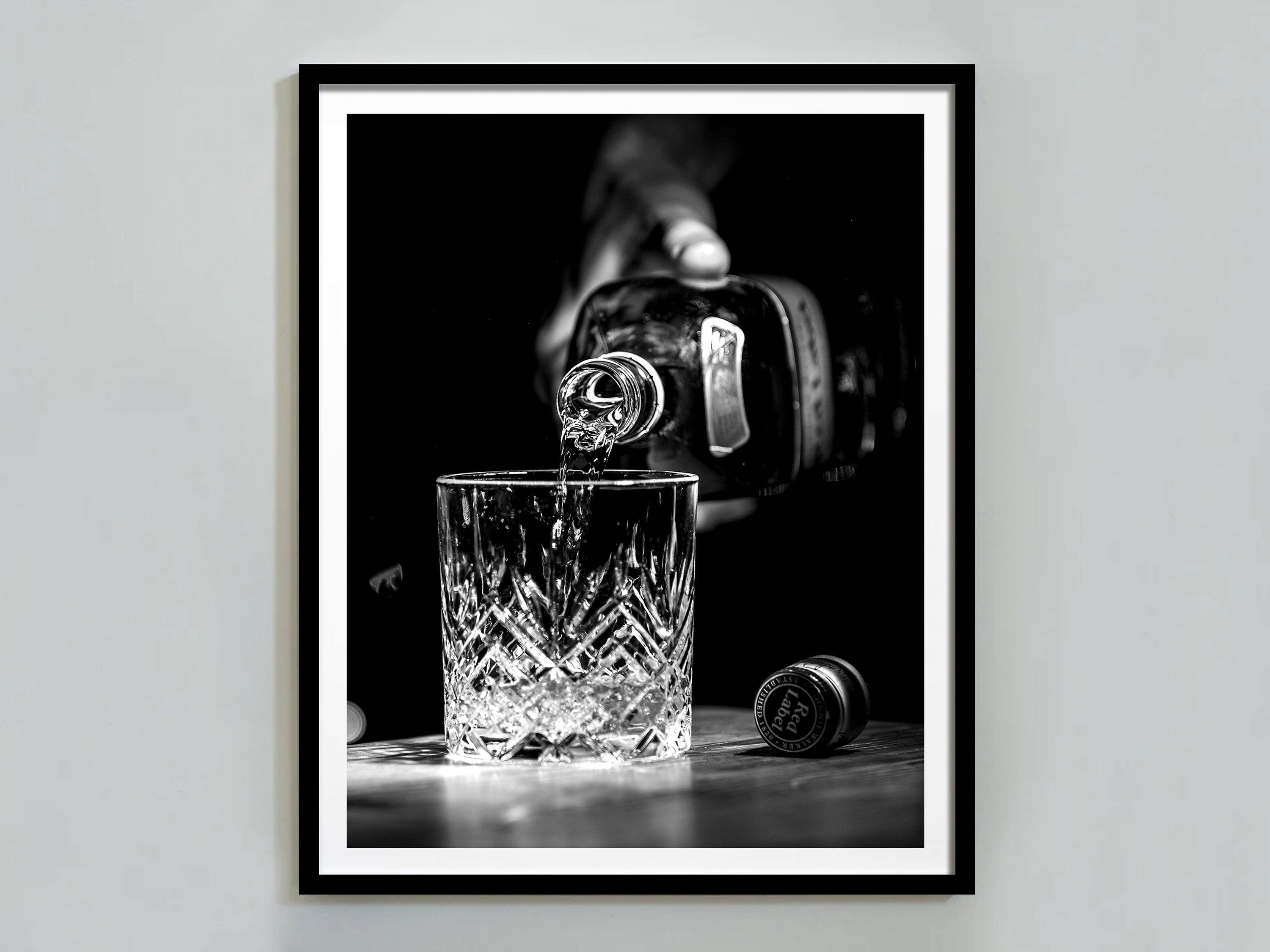 whisky-poster-black-and-white-bar-cart-print-cocktail-wall-etsy
