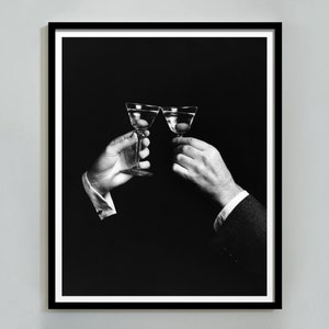 ロサンゼルスのマティーニ ポスター、白黒、ファイン アート プリント、マティーニ ウォール アート、バー カート プリント、装飾、デジタル ダウンロード、カクテル ウォール アート