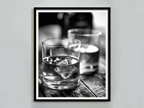 Whisky Poster: Black and White Alcohol Wall Art, Bar Cart Decor (Digital Download)