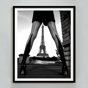 Eiffel Tower Print, Black and White, Fashion Wall Art, Paris Photography, Vintage Poster, Teen Girl Room Decor, Printable, Digital Download
