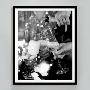 Czarno-biały plakat z szampanem, sztuka ścienna z wózkiem barowym, wydruk koktajlowy, wydruk z wózkiem barowym, sztuka ścienna z alkoholem, wystrój baru w stylu vintage, pobieranie cyfrowe