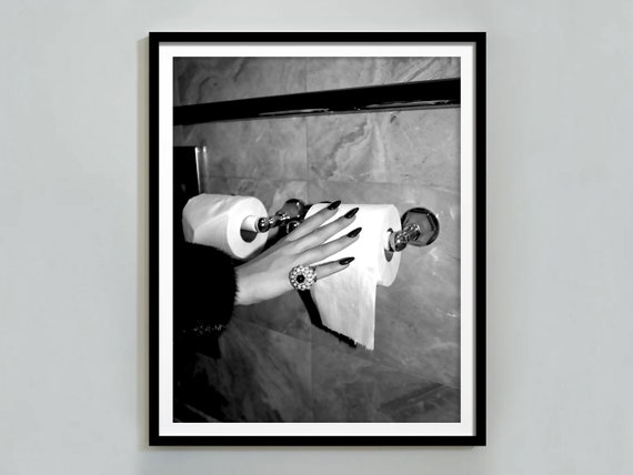 Hypebeast Bathroom Poster, Luxury Fashion Print, Black and White, Bathroom Wall Art, Toilet Print, Girls Bathroom Decor, Digital Download