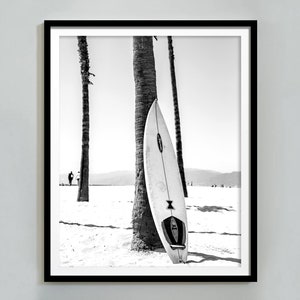 Surfboard Wall Art, Black and White, Beach Print, Vintage Photography, Summer Poster, Printable Wall Art, Beach House Decor, Surf Wall Art