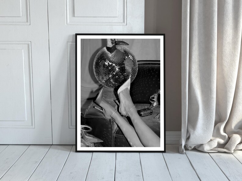 Disco Ball Poster, Feminist Poster, Black and White, Fashion Wall Art, College Dorm Prints, Printable Hypebeast Wall Art, Digital Download