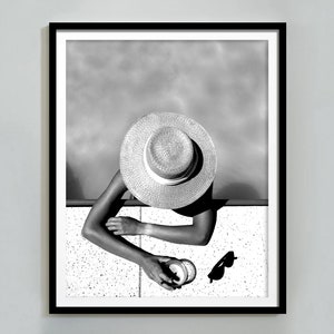 Woman in Swimming Pool Print, Summer Poster, Black and White Wall Art, Fashion Print, Teen Girl Room Decor, Girly Wall Art, Digital Download
