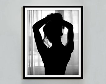 Woman in Window Print, Feminist Poster, Black and White, Vintage Photography, Teen Girl Room Wall Decor, Feminine Wall Art, Digital Download