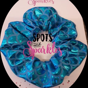 blue mermaid scales scrunchies | iridescent blue large scrunchies mermaid tail hair bobbles hair tieshair bows comes with free gift